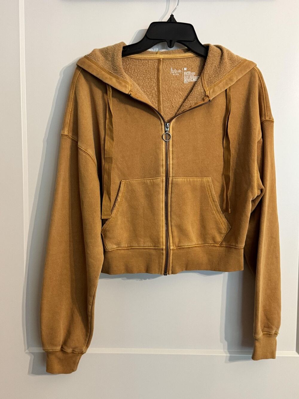 Flirtitude Active Hoodie Juniors SZ M Brown Fleece Lined Full Zip Cropped Soft